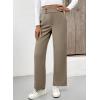 imageEVALESS Womens Elastic High Waist Straight Leg Pants Business Casual Work Pants Fall Button Down Office Outfits TrousersParchment