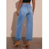 imageEVALESS Womens High Waist Wide Leg Jeans Trendy Cropped Denim Pants Solid Ankle Length Stretchy Jeans with PocketsBeau Blue