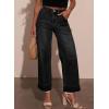 imageEVALESS Womens High Waist Wide Leg Jeans Trendy Cropped Denim Pants Solid Ankle Length Stretchy Jeans with PocketsBlack