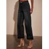 imageEVALESS Womens High Waist Wide Leg Jeans Trendy Cropped Denim Pants Solid Ankle Length Stretchy Jeans with PocketsBlack