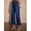 imageEVALESS Womens High Waist Wide Leg Jeans Trendy Cropped Denim Pants Solid Ankle Length Stretchy Jeans with PocketsDirty Blue