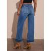 imageEVALESS Womens High Waist Wide Leg Jeans Trendy Cropped Denim Pants Solid Ankle Length Stretchy Jeans with PocketsSail Blue