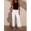 imageEVALESS Womens High Waist Wide Leg Jeans Trendy Cropped Denim Pants Solid Ankle Length Stretchy Jeans with PocketsWhite
