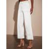 imageEVALESS Womens High Waist Wide Leg Jeans Trendy Cropped Denim Pants Solid Ankle Length Stretchy Jeans with PocketsWhite