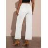 imageEVALESS Womens High Waist Wide Leg Jeans Trendy Cropped Denim Pants Solid Ankle Length Stretchy Jeans with PocketsWhite