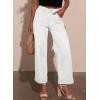 imageEVALESS Womens High Waist Wide Leg Jeans Trendy Cropped Denim Pants Solid Ankle Length Stretchy Jeans with PocketsWhite