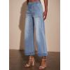 imageEVALESS Womens High Waist Wide Leg Jeans Trendy Cropped Denim Pants Solid Ankle Length Stretchy Jeans with PocketsZ Myosotis