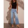 imageEVALESS Womens High Waist Wide Leg Jeans Trendy Cropped Denim Pants Solid Ankle Length Stretchy Jeans with PocketsZ Myosotis