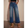 imageEVALESS Womens High Waist Wide Leg Jeans Trendy Cropped Denim Pants Solid Ankle Length Stretchy Jeans with PocketsZ Real Teal