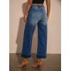 imageEVALESS Womens High Waist Wide Leg Jeans Trendy Cropped Denim Pants Solid Ankle Length Stretchy Jeans with PocketsZ Real Teal