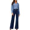 imageEVALESS Womens Jeans High Waisted Wide Leg Stretchy Baggy Denim Pants with DualButton ClosureBluing