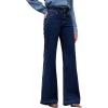 imageEVALESS Womens Jeans High Waisted Wide Leg Stretchy Baggy Denim Pants with DualButton ClosureBluing