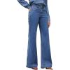 imageEVALESS Womens Jeans High Waisted Wide Leg Stretchy Baggy Denim Pants with DualButton ClosureDark Blue