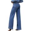 imageEVALESS Womens Jeans High Waisted Wide Leg Stretchy Baggy Denim Pants with DualButton ClosureDark Blue