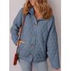imageEVALESS Womens Lightweight Diamond Quilted Jacket Casual Winter Open Front Button Down Puffer Coat Outwear CardiganE Ashleigh Blue