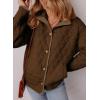 imageEVALESS Womens Lightweight Diamond Quilted Jacket Casual Winter Open Front Button Down Puffer Coat Outwear CardiganE Brown