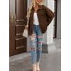 imageEVALESS Womens Lightweight Diamond Quilted Jacket Casual Winter Open Front Button Down Puffer Coat Outwear CardiganE Brown