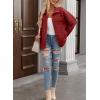 imageEVALESS Womens Lightweight Diamond Quilted Jacket Casual Winter Open Front Button Down Puffer Coat Outwear CardiganE Wine Red