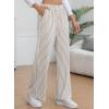 imageEVALESS Womens Striped Pants 2025 Comfy High Waist Wide Leg Lounge Pants Y2K Casual Lightweight PJ Bottoms with PocketsBeige Stripe
