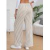 imageEVALESS Womens Striped Pants 2025 Comfy High Waist Wide Leg Lounge Pants Y2K Casual Lightweight PJ Bottoms with PocketsBeige Stripe