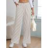 imageEVALESS Womens Striped Pants 2025 Comfy High Waist Wide Leg Lounge Pants Y2K Casual Lightweight PJ Bottoms with PocketsBeige Stripe