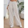 imageEVALESS Womens Striped Pants 2025 Comfy High Waist Wide Leg Lounge Pants Y2K Casual Lightweight PJ Bottoms with PocketsBeige Stripe