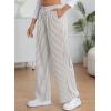 imageEVALESS Womens Striped Pants 2025 Comfy High Waist Wide Leg Lounge Pants Y2K Casual Lightweight PJ Bottoms with PocketsBeige Stripe