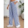 imageEVALESS Womens Striped Pants 2025 Comfy High Waist Wide Leg Lounge Pants Y2K Casual Lightweight PJ Bottoms with PocketsBlue Stripe
