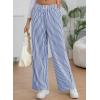imageEVALESS Womens Striped Pants 2025 Comfy High Waist Wide Leg Lounge Pants Y2K Casual Lightweight PJ Bottoms with PocketsBlue Stripe