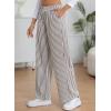 imageEVALESS Womens Striped Pants 2025 Comfy High Waist Wide Leg Lounge Pants Y2K Casual Lightweight PJ Bottoms with PocketsBrown Stripe