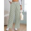 imageEVALESS Womens Striped Pants 2025 Comfy High Waist Wide Leg Lounge Pants Y2K Casual Lightweight PJ Bottoms with PocketsGreen Stripe