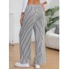 imageEVALESS Womens Striped Pants 2025 Comfy High Waist Wide Leg Lounge Pants Y2K Casual Lightweight PJ Bottoms with PocketsWhite Stripe