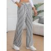 imageEVALESS Womens Striped Pants 2025 Comfy High Waist Wide Leg Lounge Pants Y2K Casual Lightweight PJ Bottoms with PocketsWhite Stripe