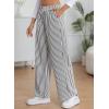 imageEVALESS Womens Striped Pants 2025 Comfy High Waist Wide Leg Lounge Pants Y2K Casual Lightweight PJ Bottoms with PocketsWhite Stripe