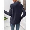 imageEVALESS Womens Sweaters V Neck Long Sleeve Quarter Zip Collared Ribbed Knit Dressy Casual Pullover Sweaters OutfitsNavy Blue