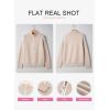 imageEVALESS Womens Sweaters V Neck Long Sleeve Quarter Zip Collared Ribbed Knit Dressy Casual Pullover Sweaters OutfitsOatmeal