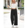 imageEVALESS Womens Wide Leg Pants High Waisted Business Work Casual Trousers 2025 Summer Comfy Palazzo Pants with PocketsBlack