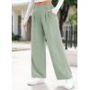 imageEVALESS Womens Wide Leg Pants High Waisted Business Work Casual Trousers 2025 Summer Comfy Palazzo Pants with PocketsMist Green