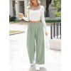 imageEVALESS Womens Wide Leg Pants High Waisted Business Work Casual Trousers 2025 Summer Comfy Palazzo Pants with PocketsMist Green