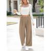 imageEVALESS Womens Wide Leg Pants High Waisted Business Work Casual Trousers 2025 Summer Comfy Palazzo Pants with PocketsPale Khaki
