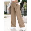 imageEVALESS Womens Wide Leg Pants High Waisted Business Work Casual Trousers 2025 Summer Comfy Palazzo Pants with PocketsPale Khaki