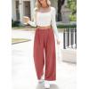 imageEVALESS Womens Wide Leg Pants High Waisted Business Work Casual Trousers 2025 Summer Comfy Palazzo Pants with PocketsRed Clay