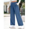 imageEVALESS Womens Wide Leg Pants High Waisted Business Work Casual Trousers 2025 Summer Comfy Palazzo Pants with PocketsS Ashleigh Blue