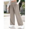 imageEVALESS Womens Wide Leg Pants High Waisted Business Work Casual Trousers 2025 Summer Comfy Palazzo Pants with PocketsTaupe