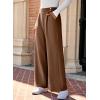 imageEVALESS Womens Wide Leg Work Pants Straight Elastic High Waisted Double Button Trousers Business Casual Pants with PocketsBrown