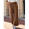 imageEVALESS Womens Wide Leg Work Pants Straight Elastic High Waisted Double Button Trousers Business Casual Pants with PocketsBrown