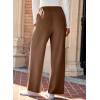 imageEVALESS Womens Wide Leg Work Pants Straight Elastic High Waisted Double Button Trousers Business Casual Pants with PocketsBrown