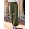 imageEVALESS Womens Wide Leg Work Pants Straight Elastic High Waisted Double Button Trousers Business Casual Pants with PocketsJungle Green