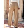 imageEVALESS Womens Wide Leg Work Pants Straight Elastic High Waisted Double Button Trousers Business Casual Pants with PocketsKhaki