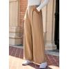 imageEVALESS Womens Wide Leg Work Pants Straight Elastic High Waisted Double Button Trousers Business Casual Pants with PocketsKhaki